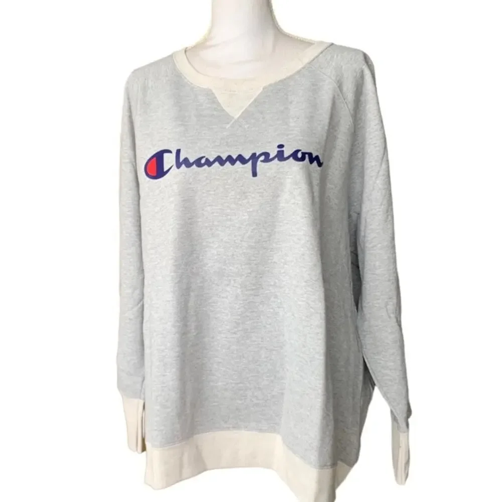 Champion Oxford Fleece pullover sweatshirt grey plus size 4X logo classic - Picture 5 of 13